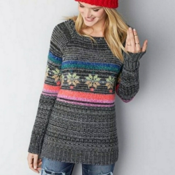 American Eagle Outfitters Fair Isle Rainbow Snowflake Jegging Knit Sweater. XS. - Picture 1 of 6